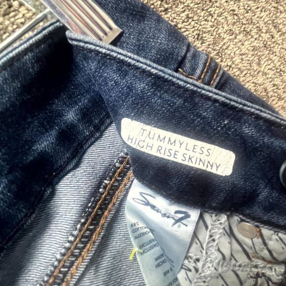 Seven7 Tummyless Skinny Jeans Womens Size 6 Blue Denim Cotton Stretch High Rise - Picture 10 of 16